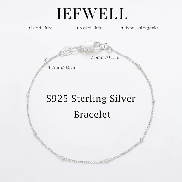 S925 Sterling Silver Womens Bracelet 7.5 Inches Hypoallergenic Durable Elegant G - Picture 6 of 7